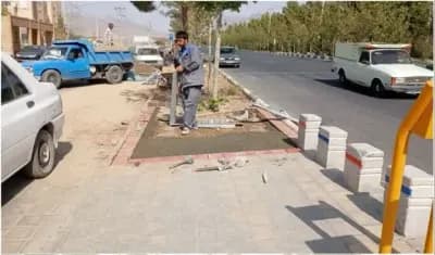 شروع عملیات کفسازی وسنگ فرش  آیلند روبه رودانشگاه عالی