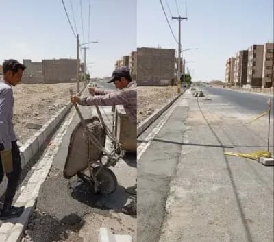 گزارش تصویری|ادامه عملیات نصب جدول خیابان ایثارگران