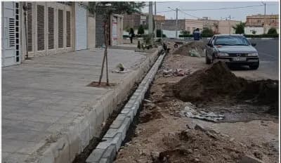📷گزارش تصویری|  عملیات نصب جدول خیابان ایثارگران