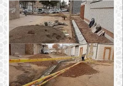 عملیات‌نصب جدول کانیوبغل کوچه شهید باقری ۱۶
