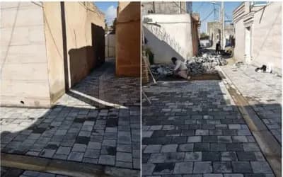 عملیات کفسازی ونصب تایل بتنی کوچه سلمان فارسی ۸