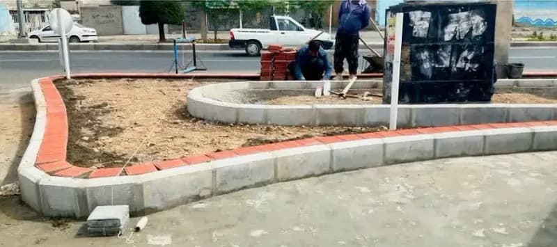 📷گزارش تصویری|  عملیات نصب جدول سنگی وکفسازی بلوارکمال الملک