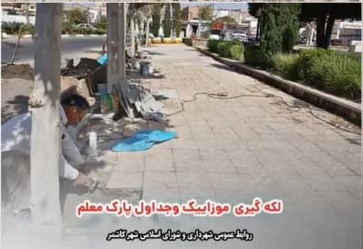 لکه گیری موزاییک وجداول پارک معلم