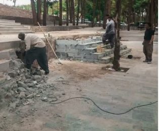📸گزارش تصویری||  عملیات ساخت پله های ارتباطی ضلع غربی امامزاده سیدمرتضی(ع)