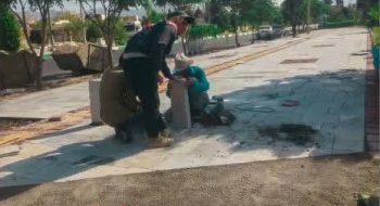 📸گزارش تصویری||  عملیات کف سازی وسنگ فرش نبش آزادگان ۱۵