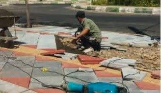 📸گزارش تصویری|| مراحل پایانی کف سازی وسنگ فرش پیاده رو نبش دانش ۵