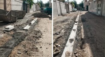 📷گزارش تصویری| عملیات نصب جدول کانیو وسط کوچه خرمشهر۳