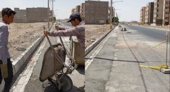 گزارش تصویری|ادامه عملیات نصب جدول خیابان ایثارگران
