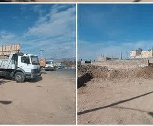 عملیات کنده کاری و خاکبرداری به منظور نصب جدول جهت هدایت آب های سطحی حاشیه میدان مغان