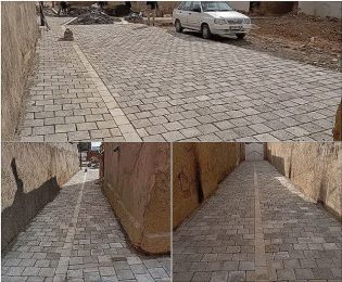 عملیات‌نصب تایل بتنی کوچه شهید ترابی ۳
