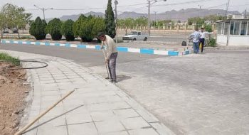 عملیات کفسازی وموزاییک فرش ورودی بيمارستان حضرت ابوالفضل(ع)