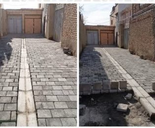 شروع عملیات تایل فرش کوچه شهیدمدرس ۳ بن بست اول سمت راست
