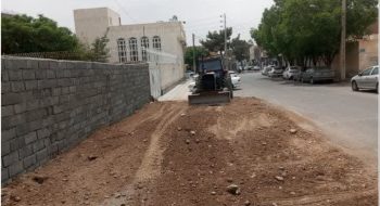 زیرسازی محل عقب نشینی خیابان مدرس ۹