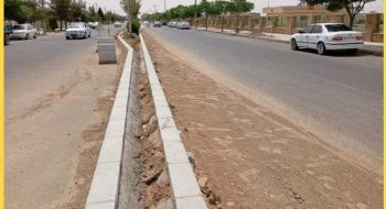 عملیات نصب جدول سنگی آیلند خیابان شفا
